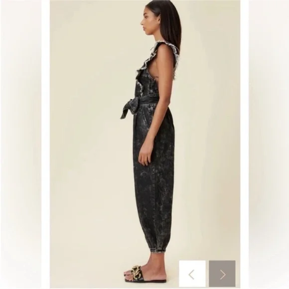 Washed Black Ruffle Overalls with Belt New With Tags